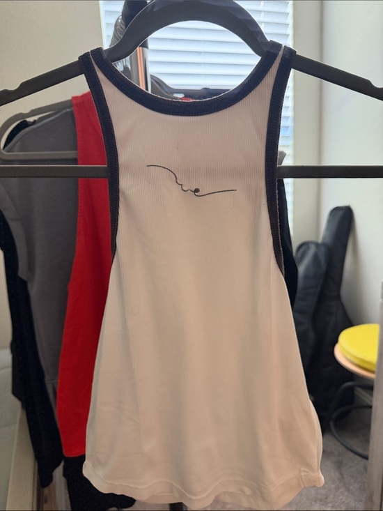 We The Free Tops - We the Free White Racerback Swim Top with Navy Trim